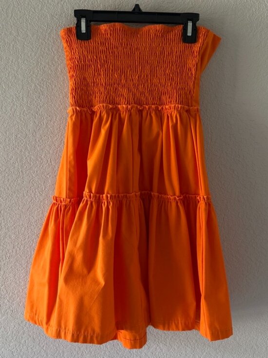 Dresses & Skirts - SHEIN Orange Strapless Tiered Mini Dress / Romper